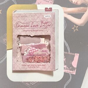 🆕 🎉 50 kawaii pink aesthetic ephemera PET stickers junk journaling & scrapbook